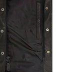 Men's black calfskin leather moto vest with concealed carry pockets - view 3