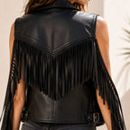 Rodeo women's black fringe leather vest - view 5