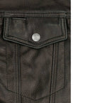 Men's black calfskin leather moto vest with concealed carry pockets - view 2