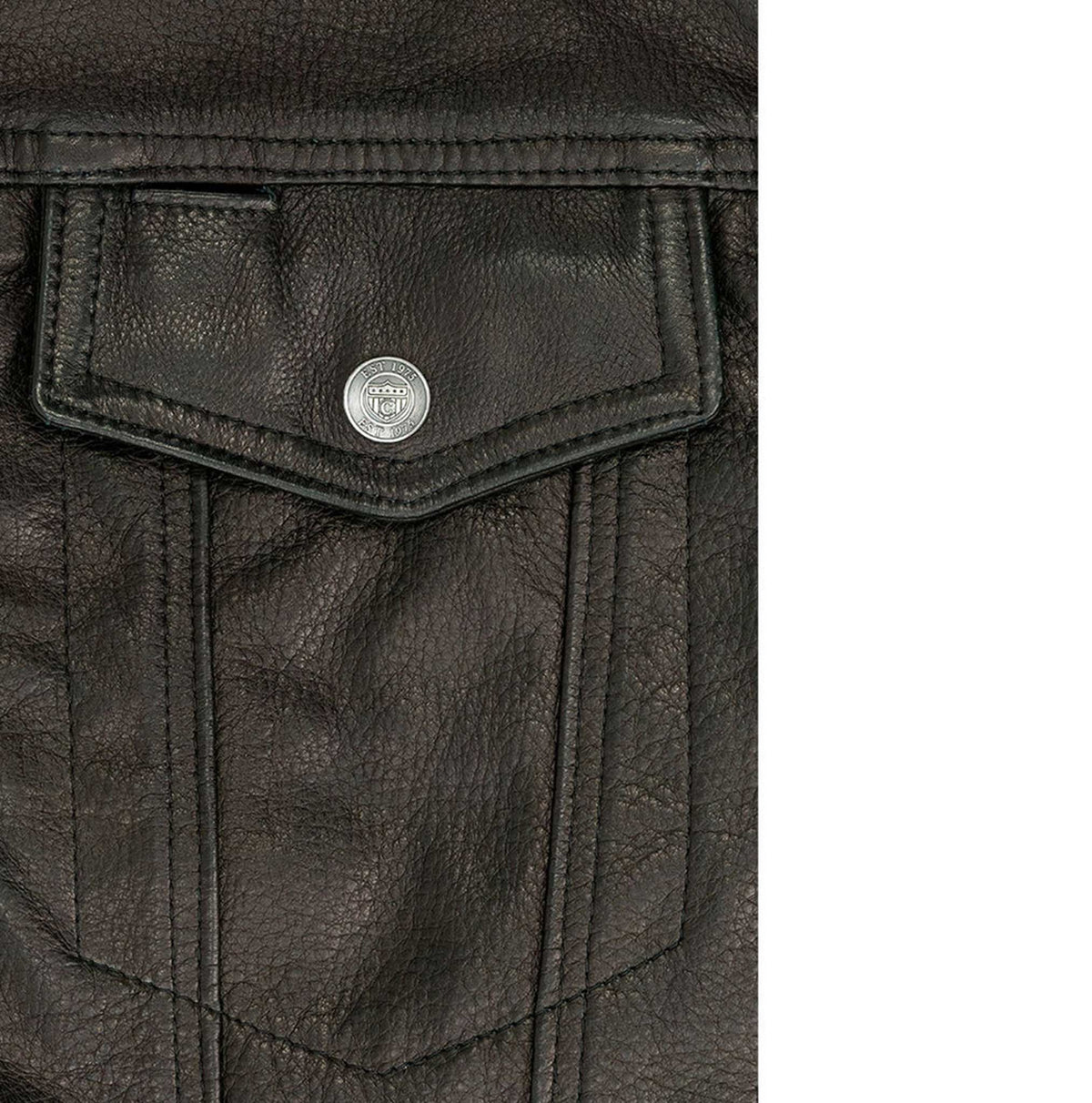 Men's black calfskin leather moto vest with concealed carry pockets - view 2