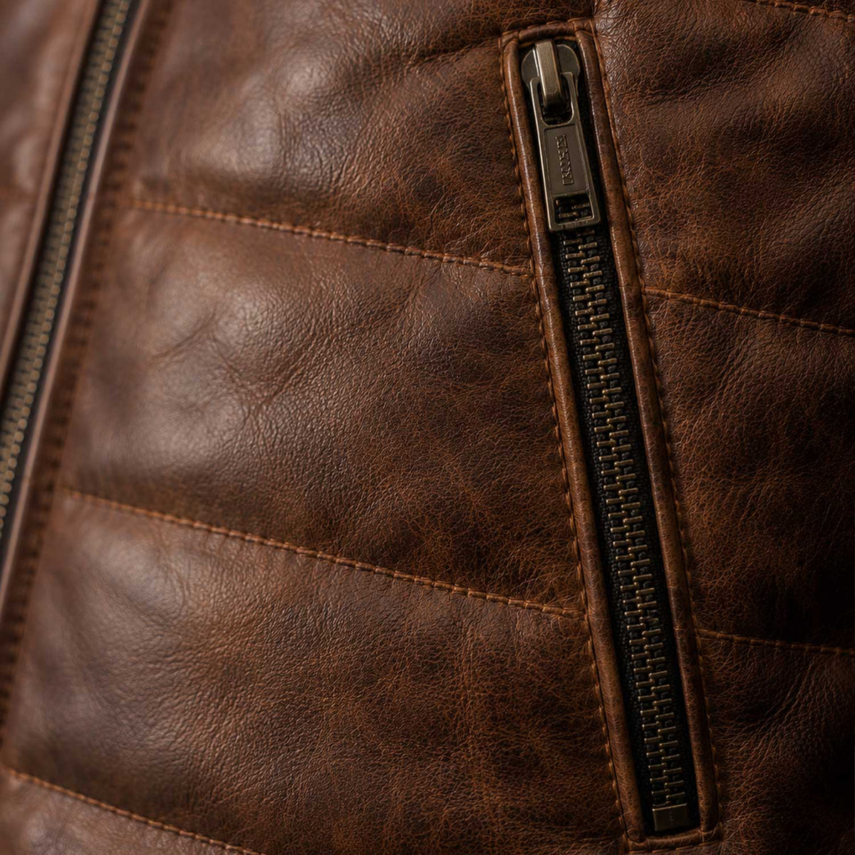 Summit men's cognac leather puffer vest - view 6