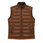 Summit men's cognac leather puffer vest - view 8