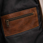 Summit men's cognac leather puffer vest - view 7